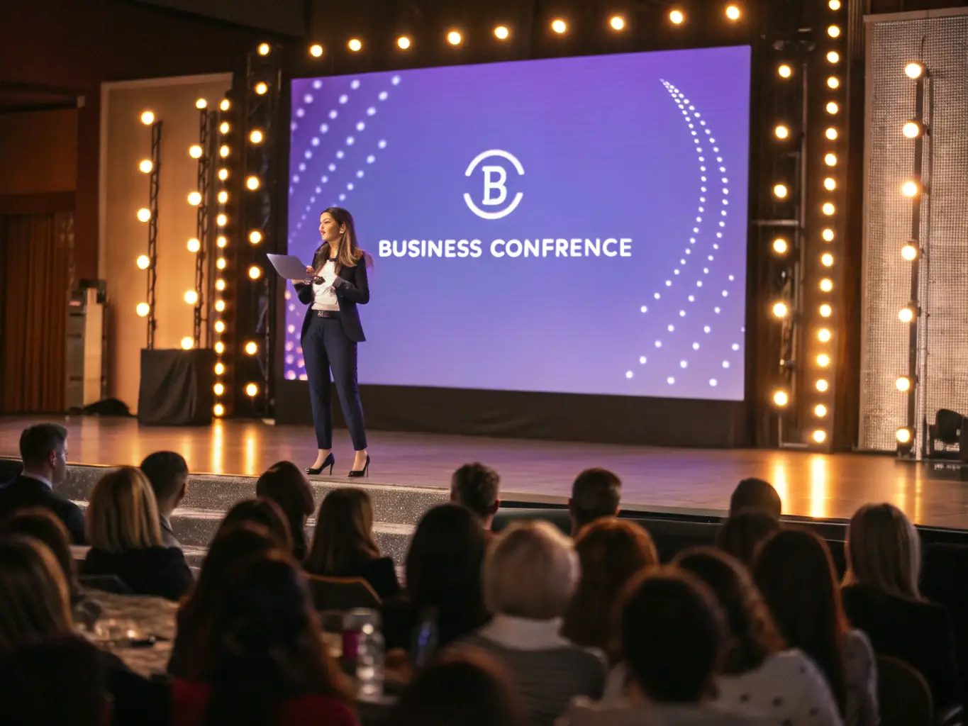 A dynamic speaker presenting on stage at Smart Summit UK, engaging the audience with insightful business strategies and trends, set against a backdrop of the conference branding.